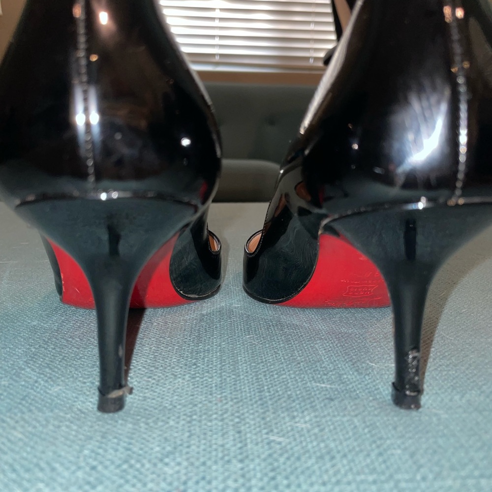 Christian Louboutin black patent pump sz 38 7-7.5 us Kate 70mm